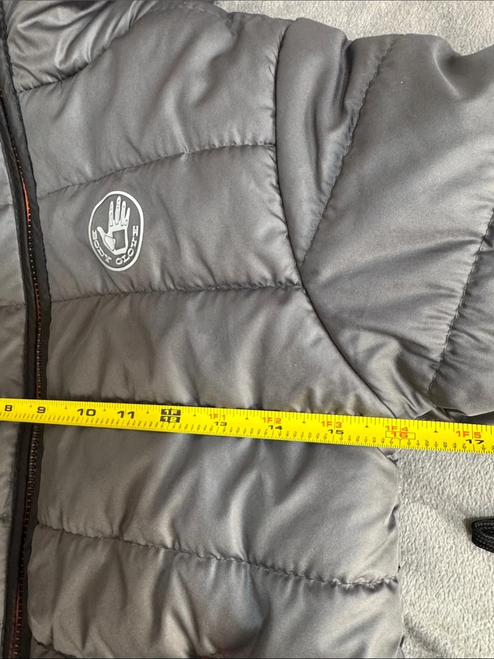 Body Glove boys Gray Puffer Jacket with White Logo Sz 10